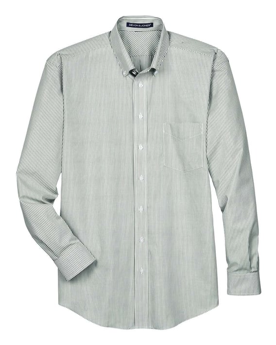 Front view of Crown Collection® Banker Stripe Woven Dress Shirt