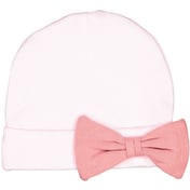 Front view of Infant Baby Rib Bow Cap