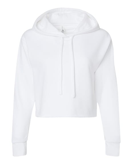 Front view of Women's Laguna Sueded Raw Edge Crop Hoodie