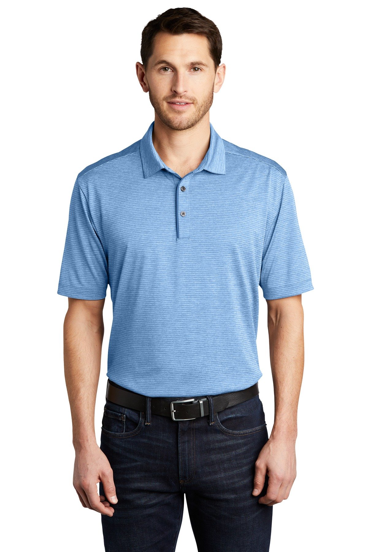 Front view of Shadow Stripe Polo