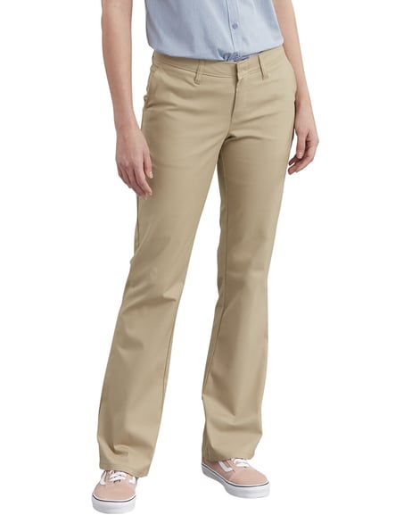 Front view of Ladies' Slim Fit Boot Cut Stretch Twill Pant