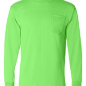 Front view of USA-Made 50/50 Long Sleeve Pocket T-Shirt