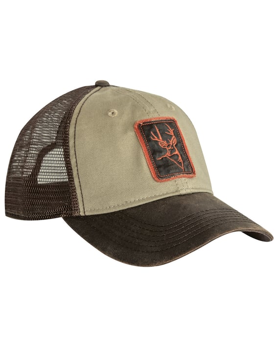 Front view of Waxy Cotton Trucker Buck Icon Cap