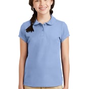 Front view of Girls Silk Touch Peter Pan Collar Polo