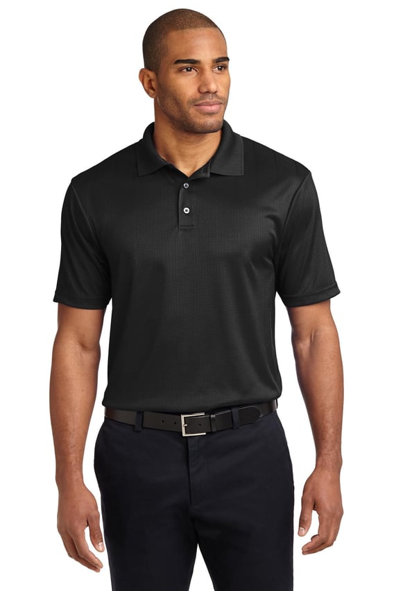 Front view of Performance Fine Jacquard Polo