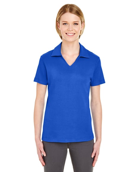 Front view of Ladies' Egyptian Interlock V-Neck Polo