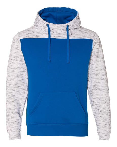 Front view of Mélange Fleece Colorblocked Hooded Sweatshirt