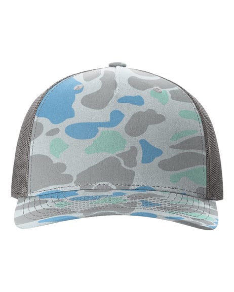 Front view of Five-Panel Printed Trucker Cap