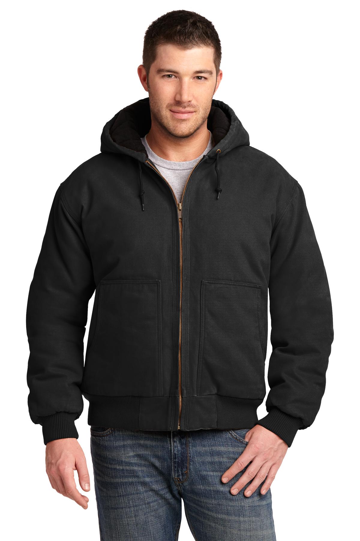 Front view of Washed Duck Cloth Insulated Hooded Work Jacket