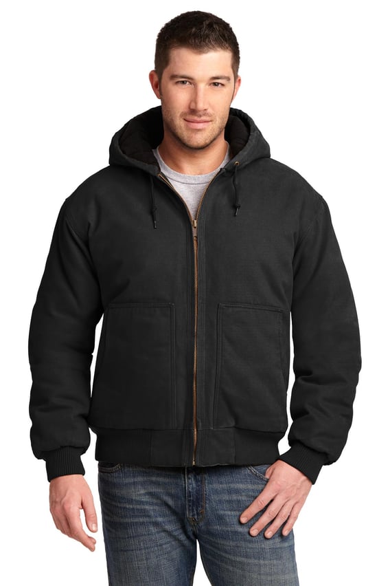 Front view of Washed Duck Cloth Insulated Hooded Work Jacket