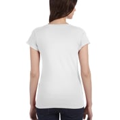 Back view of Ladies’ SoftStyle® Fitted V-Neck T-Shirt