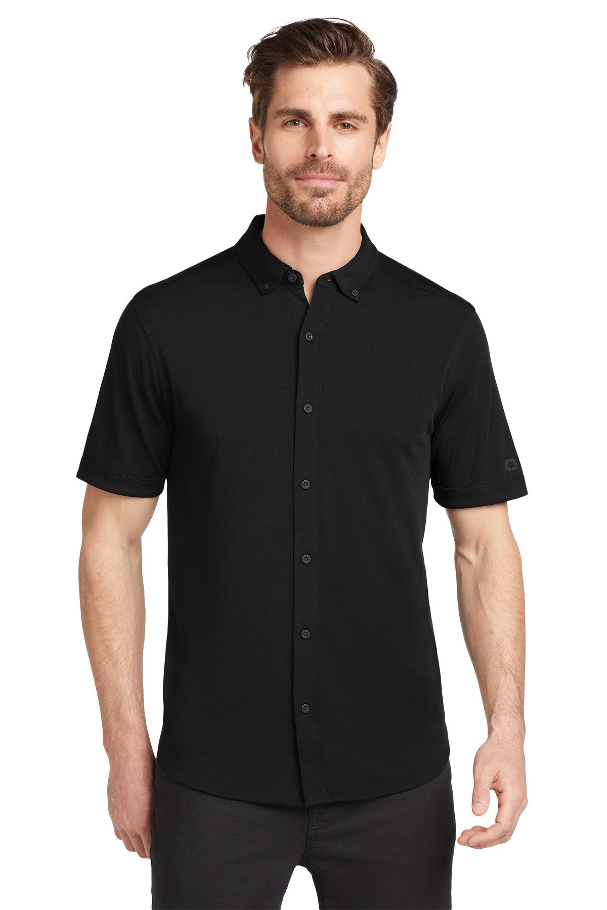 Front view of Gravitate Full-Button Polo