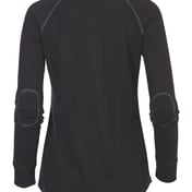 Back view of Women’s Solid Preppy Patch Long Sleeve T-Shirt