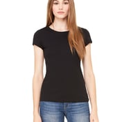 Front view of Ladies’ Sheer Mini Rib Short-Sleeve T-Shirt