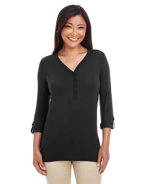 Front view of Women’s Perfect Fit™ Y-Placket Convertible Sleeve Knit Top