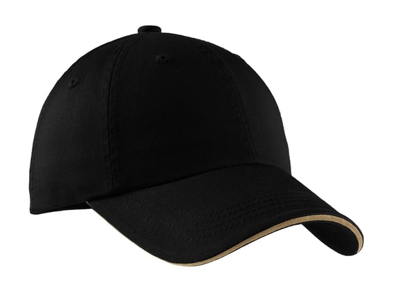 Front view of Sandwich Bill Cap With Striped Closure