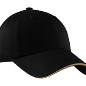 Front view of Sandwich Bill Cap With Striped Closure
