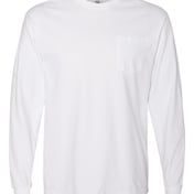 Front view of Garment-Dyed Heavyweight Long Sleeve Pocket T-Shirt