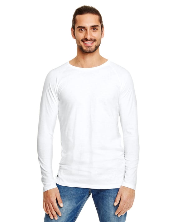 Front view of Adult Lightweight Long & Lean Raglan Long-Sleeve T-Shirt