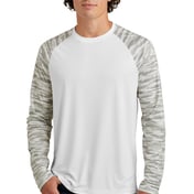 Front view of Drift Camo Colorblock Long Sleeve Tee