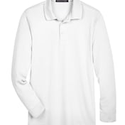 Front view of CrownLux Performance® Plaited Long Sleeve Polo