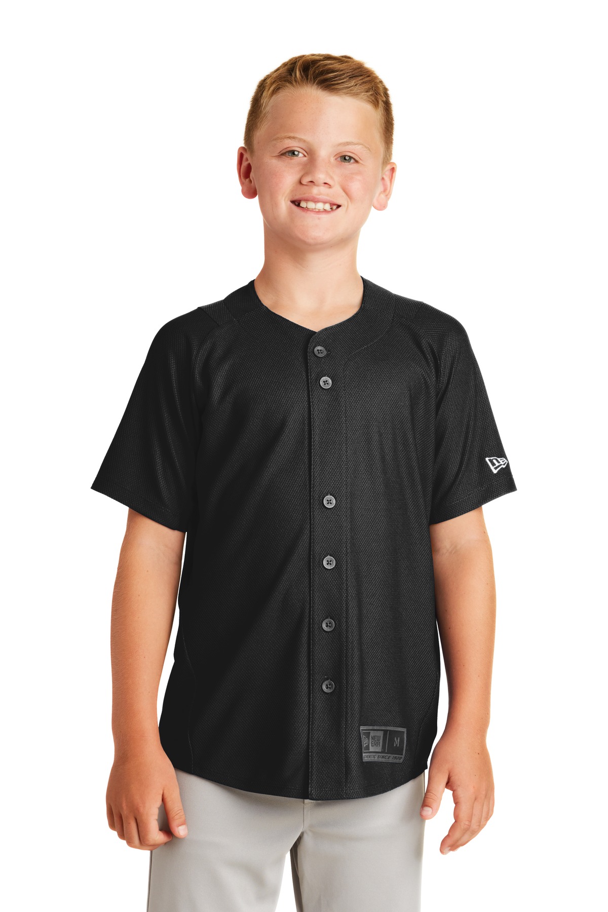 Front view of Youth Diamond Era Full-Button Jersey