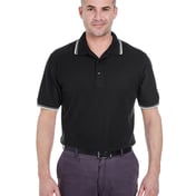 Front view of Men’s Short-Sleeve Whisper Piqué Polo With Tipped Collar And Cuffs