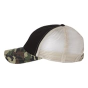 Side view of Contrast-Stitch Mesh-Back Cap
