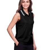 Side view of Women’s CrownLux Performance® Plaited Tipped Sleeveless Polo