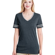 Front view of Ladies’ TRI-BLEND Varsity V-Neck T-Shirt