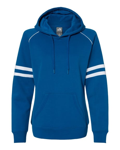 Front view of Women's Varsity Fleece Piped Hooded Sweatshirt