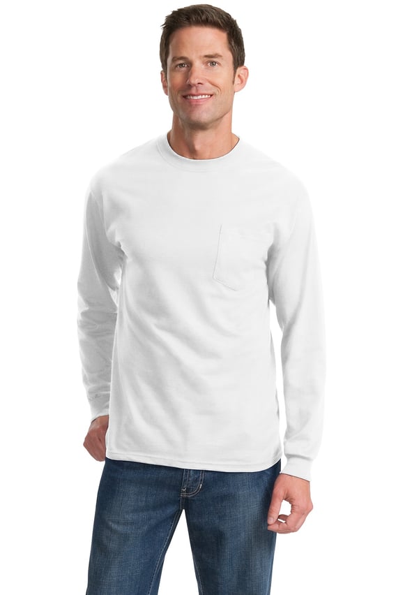 Front view of Tall Long Sleeve Essential Pocket Tee