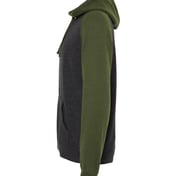 Side view of Raglan Hooded Sweatshirt