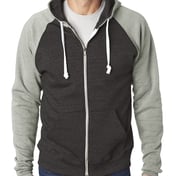 Front view of Adult Triblend Colorblock Full-Zip Fleece Hood