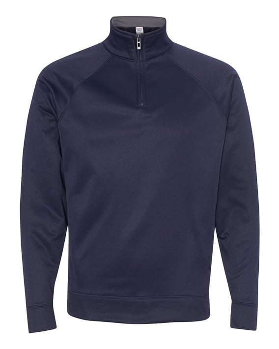 Front view of Dri-Power® Sport Quarter-Zip Cadet Collar Sweatshirt