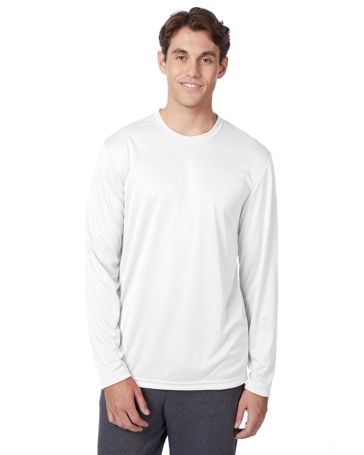 Front view of Adult Cool DRI® With FreshIQ Long-Sleeve Performance T-Shirt