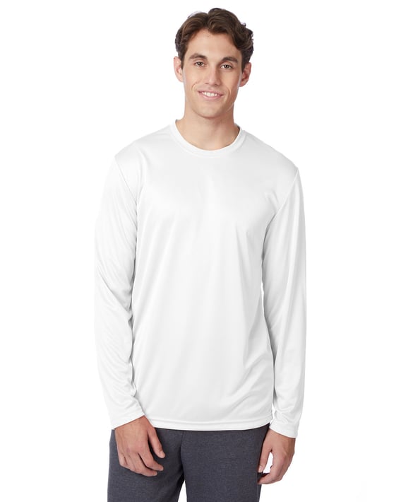 Front view of Adult Cool DRI® With FreshIQ Long-Sleeve Performance T-Shirt