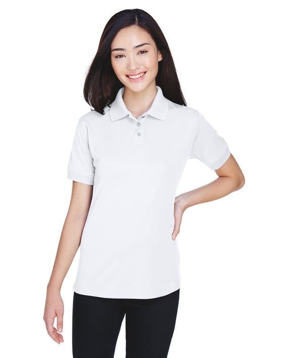 Front view of Ladies’ Platinum Performance Piqué Polo With TempControl Technology