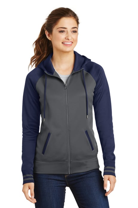 Front view of Women's Sport-Wick&reg; Varsity Fleece Full-Zip Hooded Jacket