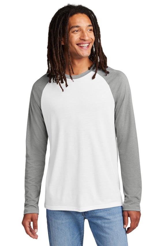 Front view of Unisex Tri-Blend Long Sleeve Colorblock Raglan