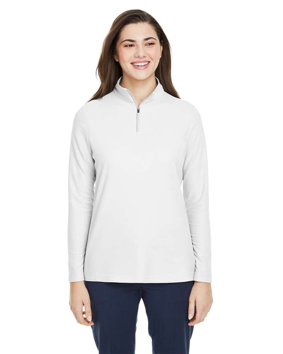 Front view of Women’s Fusion ChromaSoft™ Pique Quarter-Zip Pullover