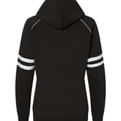 Back view of Women’s Varsity Fleece Piped Hooded Sweatshirt