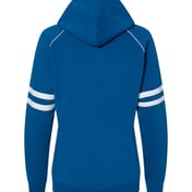 Back view of Women’s Varsity Fleece Piped Hooded Sweatshirt