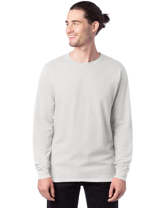 Front view of Men’s 5.2 Oz. ComfortSoft® Cotton Long-Sleeve T-Shirt