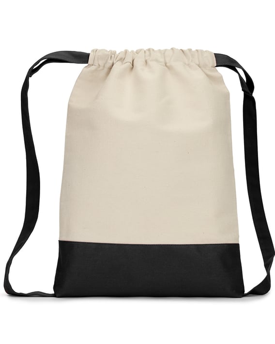 Front view of Cape Cod Cotton Drawstring Backpack