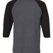 Back view of Premium Blend Ringspun Three-Quarter Sleeve Raglan Baseball T-Shirt