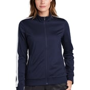 Front view of Ladies Tricot Sleeve Stripe Track Jacket