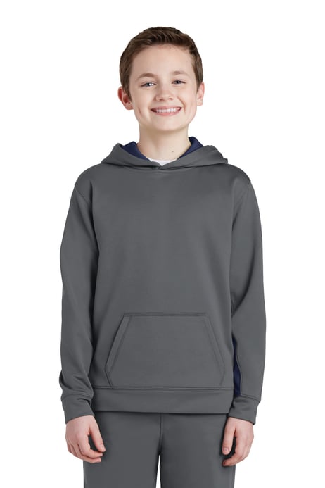 Front view of Youth Sport-Wick&reg; Fleece Colorblock Hooded Pullover