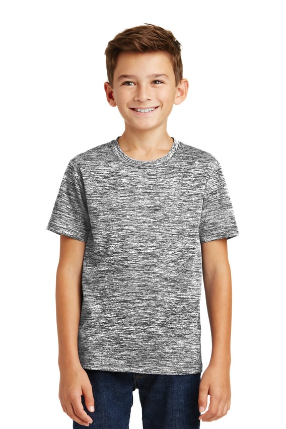 Front view of Youth PosiCharge® Electric Heather Tee