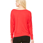 Back view of Ladies’ Flowy Long-Sleeve Off Shoulder T-Shirt